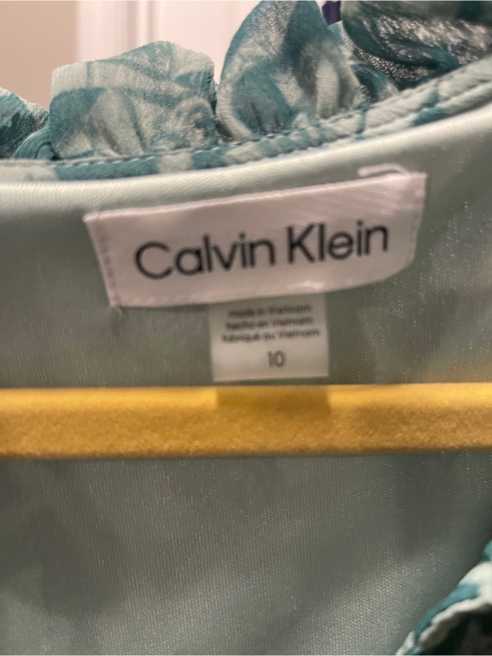 Calvin Klein Light Teal Girls' Ruffled Neck Dress